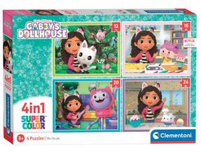 Dėlionė 4in1 Clementoni Gabbys Dollhouse 4in1 21524, 14 cm x 19 cm, 72 vnt., įvairių spalvų