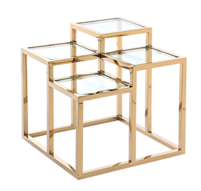 Žurnalinis staliukas Miloo Malibu, skaidrus/aukso, 60 cm x 60 cm x 60 cm