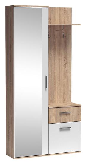 Prieškambario spinta Lux, balta/sonoma ąžuolo, 30 cm x 97 cm x 195 cm