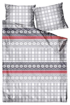 Kalėdinis patalynės užvalkalų komplektas PFL-46, baltas/raudonas/pilkas, 140 x 200 cm