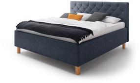 Lova dvigulė San Remo, 160 x 200 cm, ąžuolo/mėlyna, be čiužinio, su grotelėmis