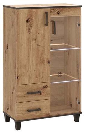 Spintelė - vitrina ADRK Pola 01, ruda/juoda, 80 cm x 40 cm x 132 cm