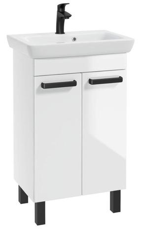 Vonios spintelė su praustuvu Deftrans Capri D55 + Porto 55, balta/juoda, 34 cm x 48 cm x 80 cm