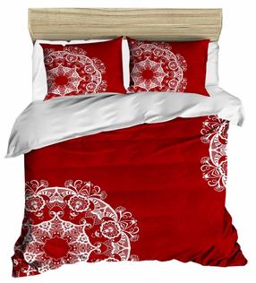 Kalėdinis patalynės užvalkalų komplektas Mijolnir 422 178PRL1272, baltas/raudonas, 200 x 220 cm