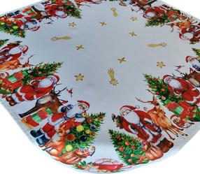 Kalėdinė staltiesė kvadratinė OSF02-1, balta/raudona/žalia, 120 x 120 cm