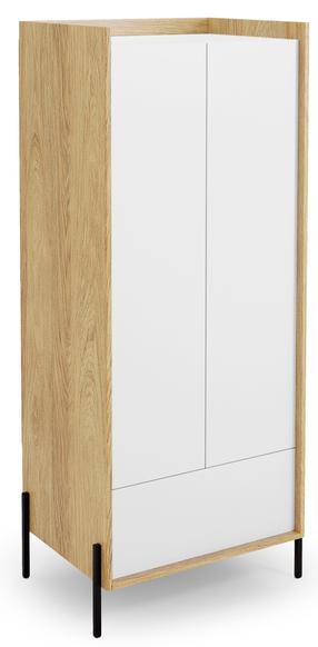 Spinta Mobius 2D, ąžuolo/balta, 78 cm x 60 cm x 179 cm