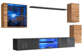 Svetainės baldų komplektas ASM Switch XXIII, vidaus, ąžuolo/grafito