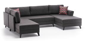 Kampinė sofa - lova Hanah Home Eris, antracito, kairinė, 300 x 157 cm x 78 cm