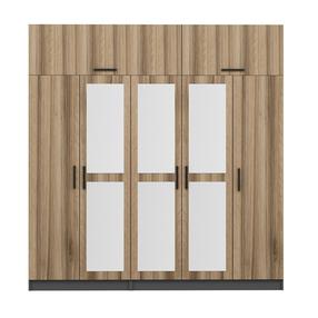 Spinta Kalune Design Kale 5303, šviesiai ruda/tamsiai ruda, 52 cm x 225 cm x 255 cm, su veidrodžiu