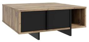 Kavos staliukas Forte Jokkaz, ąžuolo/juoda, 100 cm x 100 cm x 40.8 cm