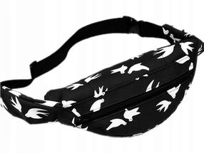 Krepšys su diržu Birds, balta/juoda