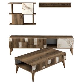 Svetainės baldų komplektas Kalune Design Madrid, vidaus, balta/riešuto