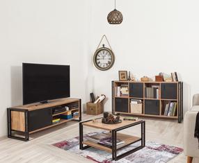 Svetainės baldų komplektas Kalune Design Cosmo TKM.12, vidaus, rudas/juodas