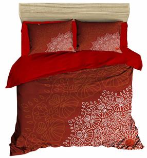 Kalėdinis patalynės užvalkalų komplektas Mijolnir 178PRL1191, rudas/baltas/raudonas, 160 x 220 cm