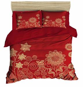 Kalėdinis patalynės užvalkalų komplektas Mijolnir 178PRL1315, aukso/raudonas, 160 x 220 cm