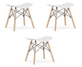 Taburetė Leobert Korfu, matinė, balta/ruda, 36 cm x 47.5 cm x 46.5 cm, 3 vnt.