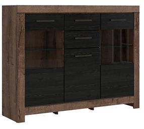 Komoda Balin S365-KOM1D2W2S-DMON/DCA, ruda/juoda, 160 cm x 45 cm x 124.5 cm