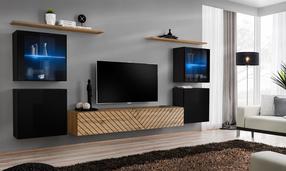 Svetainės baldų komplektas ASM Switch XIV L, vidaus, rudas/juodas