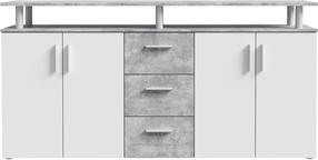 Komoda Forte BLLK251-C251, balta/pilka, 179 cm x 38.2 cm x 90.3 cm