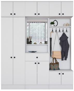 Prieškambario spinta Kalune Design EA104 2569, balta, 179.6 cm x 37.5 cm x 226.4 cm