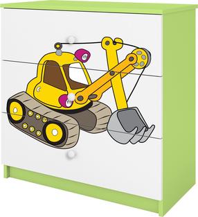 Komoda Kocot Kids Babydreams Digger, balta/žalia, 80 cm x 41 cm x 80.5 cm