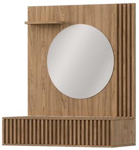 Kosmetinis staliukas Entsian 85, ąžuolo, 40 cm x 85 cm x 100 cm, su veidrodžiu