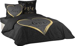 Patalynės užvalkalų komplektas Douceur d`Interieur Crazy Love, aukso/juodas, 200 x 200 cm