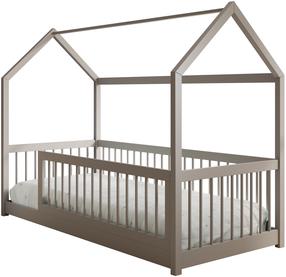 Vaikiška lova viengulė ADRK Graja House, pilka, 90 x 200 cm, be patalynės dėžės, be čiužinio