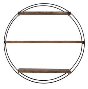 Sieninė lentyna Kalune Design Tulipa, juoda/riešuto, 15 cm x 60 cm x 60 cm