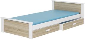 Vaikiška lova viengulė Aldex, balta/sonoma ąžuolo, 80 x 180 cm, be čiužinio