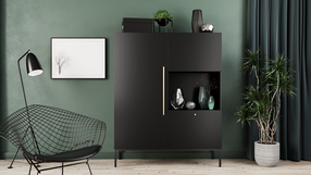 Vitrina Lanzzi SF-LAN-B-WIT120, juoda, 40 cm x 120 cm x 150 cm