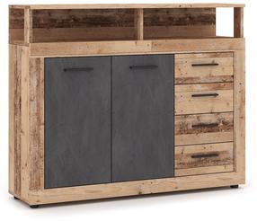 Komoda Luna Midi A 2D4S, šviesiai ruda, 119 cm x 32 cm x 96.8 cm