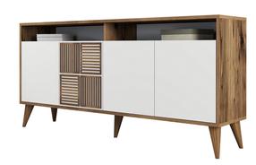 Komoda Kalune Design Milan 845HCT5330, balta/riešuto, 160 cm x 35 cm x 78 cm