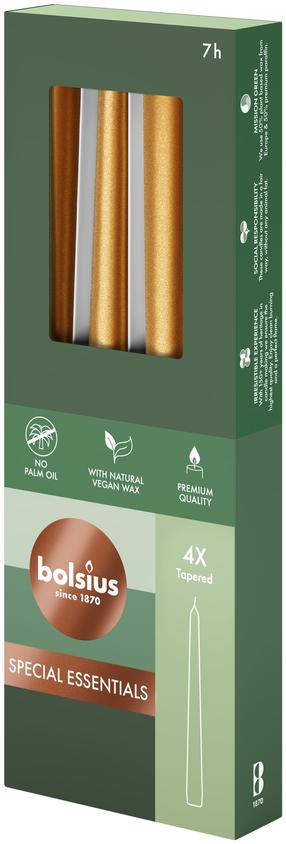 Žvakė, kūginė Bolsius, 7 h, 4 vnt., Oranžinė