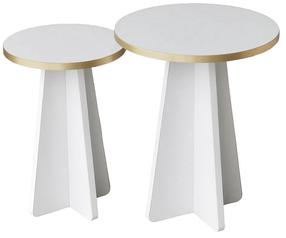 Kavos staliukų komplektas Kalune Design Mushroom 2, aukso/baltas, 40 cm x 40 cm x 50 cm, 2 vnt.