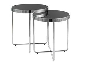 Kavos staliukų komplektas Saga, juodas/chromo, 45 cm x 45 cm x 50 cm