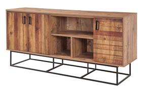 Komoda Kalune Design Quantum Medula, juoda/pušies, 40 cm x 180 cm x 80 cm