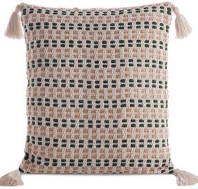 Dekoratyvinės pagalvėlės užvalkalas Boho JJQ-03, smėlio/žalia, 45 cm x 45 cm
