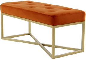 Prieškambario suoliukas Kayoom Diaz 100, aukso/oranžinis, 90 cm x 40 cm x 40 cm