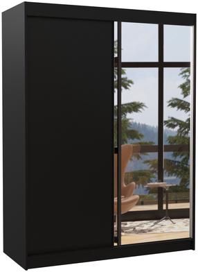 Spinta ADRK Jordi, juoda, 150 cm x 58 cm x 200 cm, su veidrodžiu