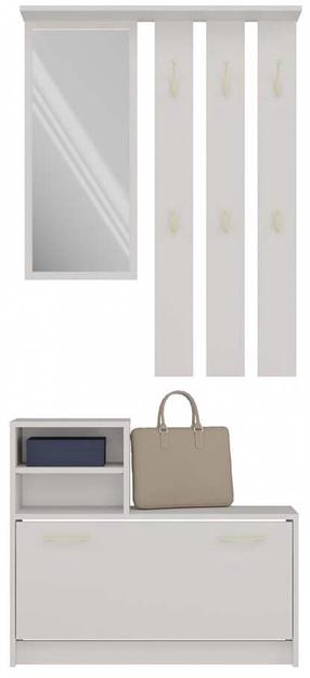 Prieškambario baldų komplektas Vera, baltas/pilkas