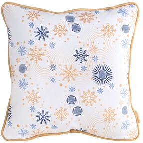 Kalėdinis dekoratyvinės pagalvėlės užvalkalas PSWA-171, mėlyna/balta/geltona, 45 cm x 45 cm
