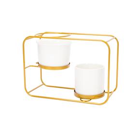 Pakabinamas gėlių vazonas Domoletti TRRT018, keramika/metalas, aukso/baltas