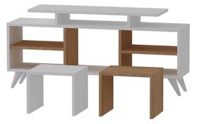 Svetainės baldų komplektas Kalune Design Kutay, vidaus, balta/medžio