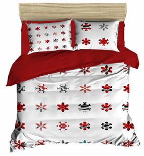 Kalėdinis patalynės užvalkalų komplektas Mijolnir 178PRL1178, baltas/raudonas/žalias, 160 x 220 cm