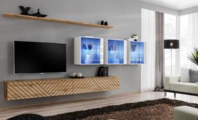 Svetainės baldų komplektas ASM Switch XVII L, vidaus, rudas/baltas