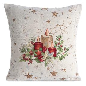 Kalėdinis dekoratyvinės pagalvėlės užvalkalas, kreminė/raudona, 45 cm x 45 cm