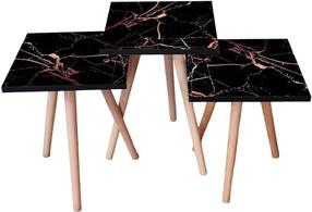 Kavos staliukų komplektas Kalune Design 3SHP181, juodas/įvairių spalvų, 35 cm x 35 cm x 52 cm