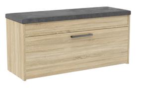 Suoliukas su batų lentyna Parma, ąžuolo/pilka, 100 cm x 35 cm x 49 cm