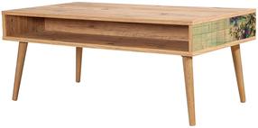 Kavos staliukas Kalune Design Viva 727, rudas/žalias/violetinis, 60 cm x 110 cm x 45 cm